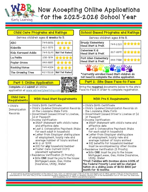 Early Learning Programs | WBR Schools "West Baton Rouge Parish"