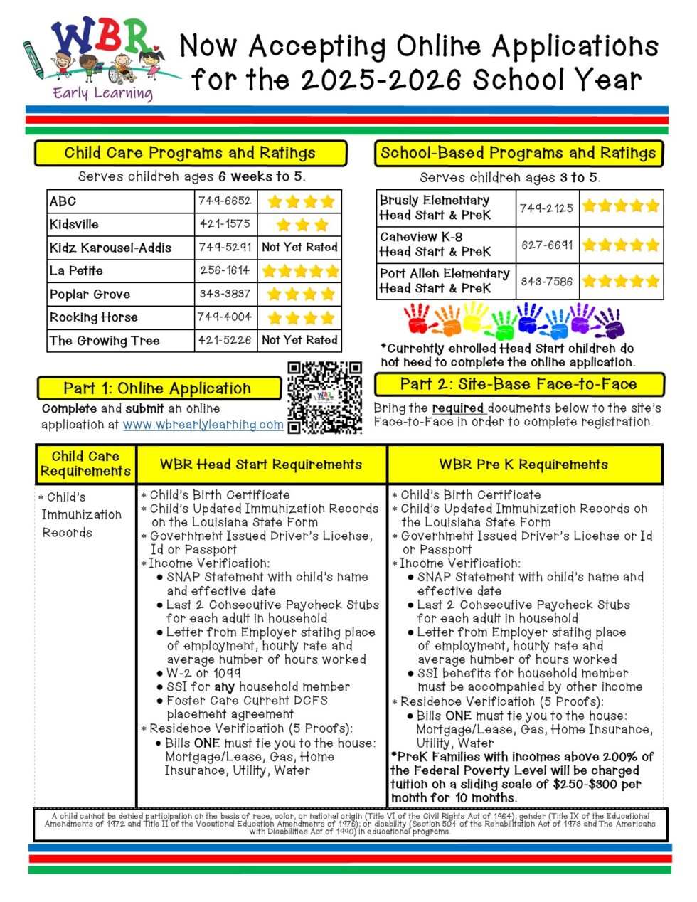 Early Learning Programs | WBR Schools "West Baton Rouge Parish"